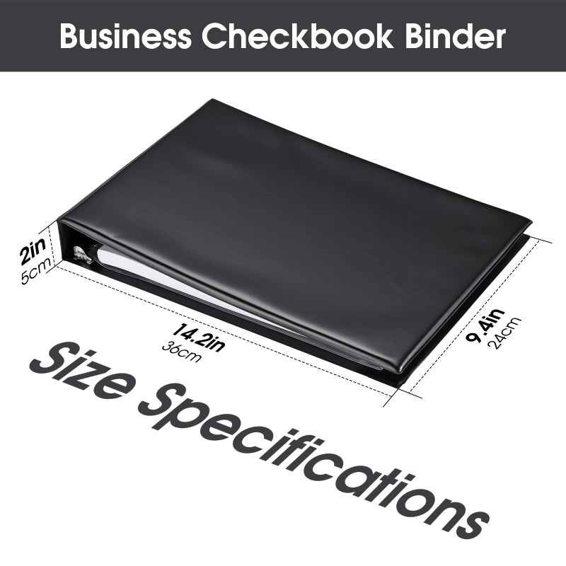 Pacific Mailer 7 Ring Business Check Book Binder, 600 Checks Capacity for 9" x 13" Sheets, PU Leather Checkbook Holder with Zip Pouch - Image 2